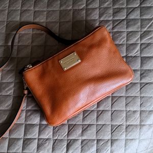 Michael Kors leather tan crossbody bag triple compartment